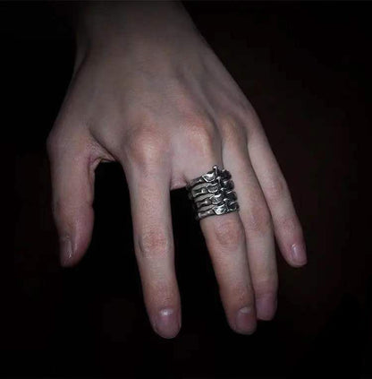 Creative Jewelry Fashion Rib Alloy Bone Ring Men