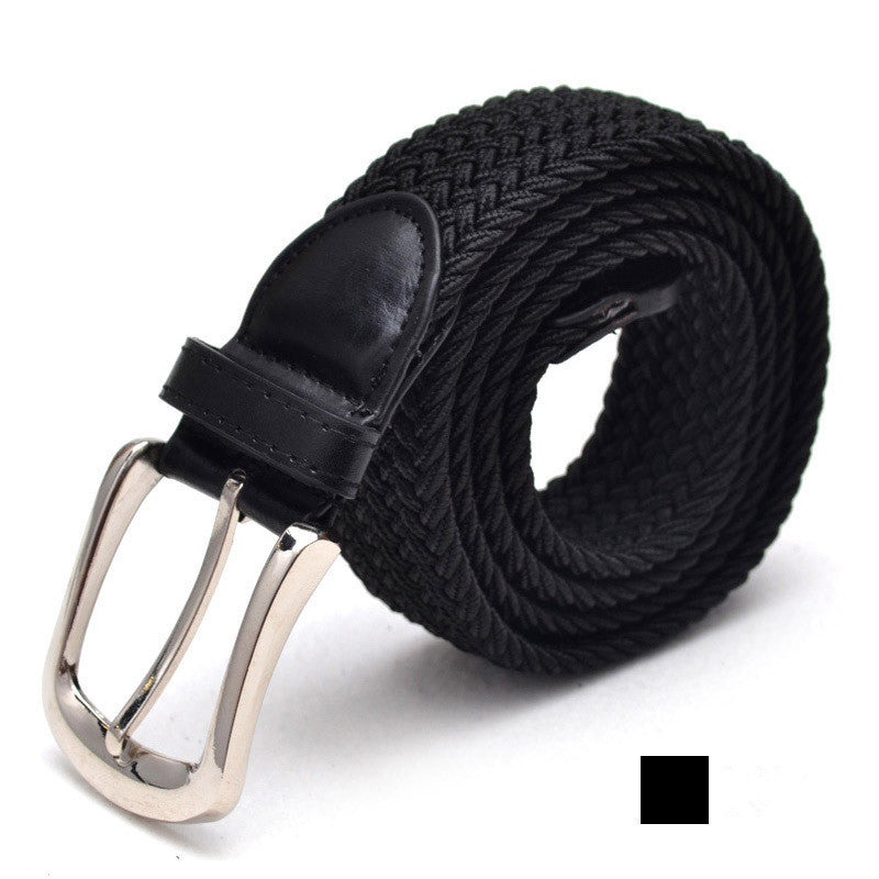 Unisex braided elastic belt stretch belt canvas belt student belt