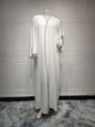 Women White Patchwork Plus Size Women Abaya Robe