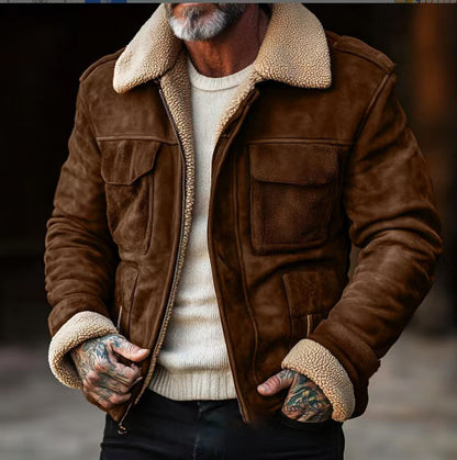 Herren Mantel Top Lambs wolle Revers Jacke mit Reiß verschluss