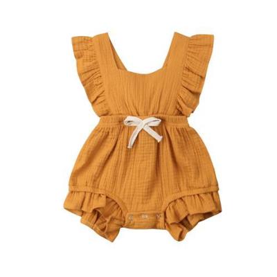 Baby dress with lotus leaf lace sleeves and bow