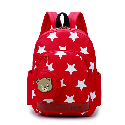 A small bear kindergarten bag with double shoulder strap