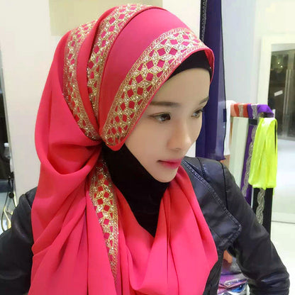 Hijab perle chiffon bestreut gold kopftuch