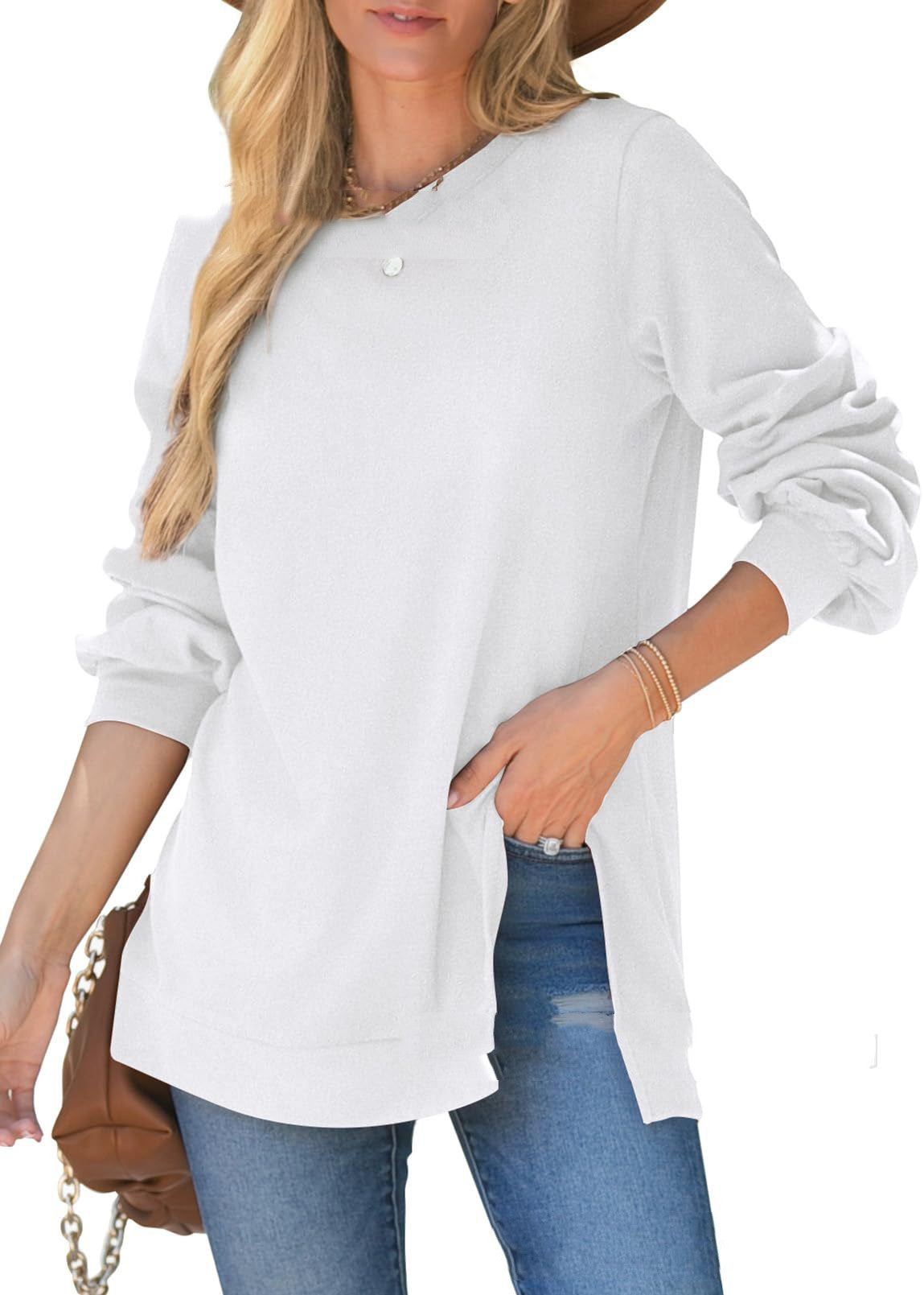 Damen-Pullover mit seitlichem Schlitz