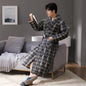 Long sleeve thin quilted pure cotton bathrobe for autumn and winter