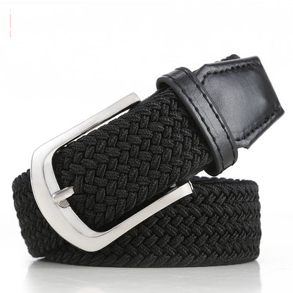 Unisex braided elastic belt stretch belt canvas belt student belt