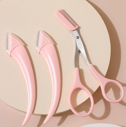 Eyebrow Trimming Knife with Comb Curved Moon Small Beauty Accessories Gadgets
