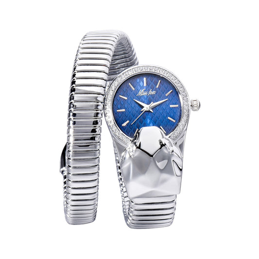 Diamond-studded snake watch in fashion trend for women