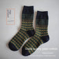 Mid-length double needle Christmas socks in artistic retro ethnic style