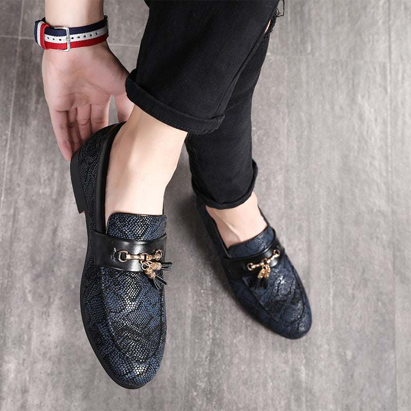 Men's leather pea shoes with fringes