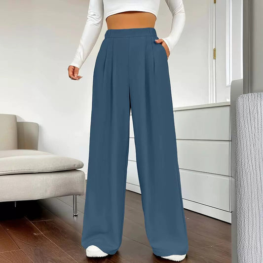 Elegante, gerade lässige Hose mit hoher Taille