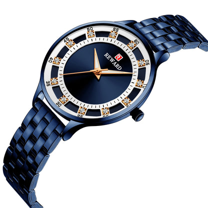 Fashion steel belt quartz diamond ladies watch waterproof