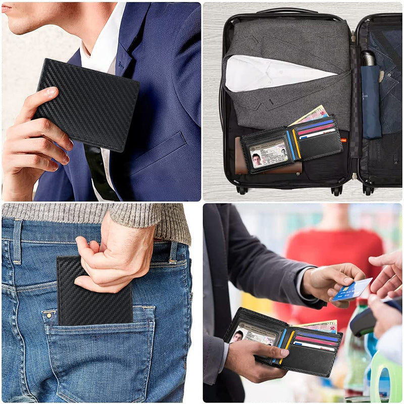 Antimagnetic thin wallet for men special carbon fiber dollar wallet with multiple card slots