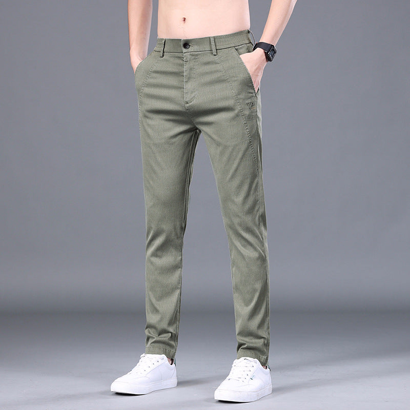 Straight cut Tencel trousers for men with a slim fit