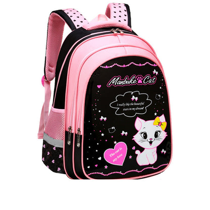 Children's school backpack with cute cat pattern