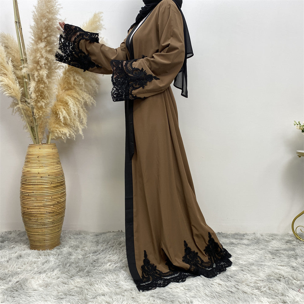 Fashionable dark brown muslim cardigan for women