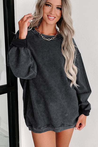 Oversized solid color sweater thread European and American casual style