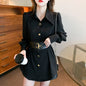 New spring elegant long sleeve blouse with metal buckle and belt
