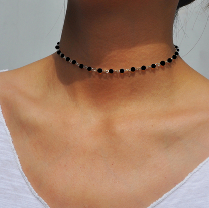 Fashion jewelry woman simple black white pearl necklace handmade choker necklace