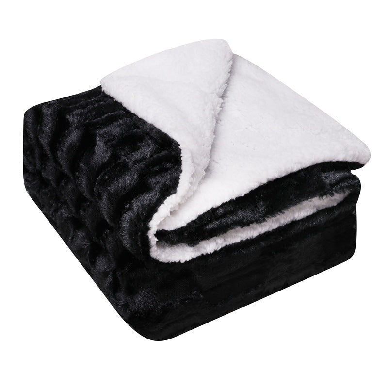 Thickened flannel lambswool composite double blanket leisure blanket gift blanket
