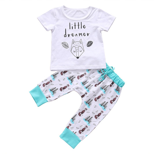 Neugeborenes Baby-Kleidungsset T-Shirt Oberteile und Hosen Outfits für kleine Jungen und Mädchen