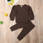 Newborn Baby Boys Girls Ruffle Jumper Solid Long Sleeve Sweatshirt Tops Pants Infant Kids 2Pcs Outfits Clothes Set Autumn Clothing