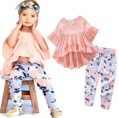 Kleinkind Kinder Baby Mädchen Outfits Kleidung Sets Baumwolle T-shirt Top Kurzarm Hosen Blume 2PCS Kleidung Set