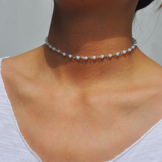 Fashion jewelry woman simple black white pearl necklace handmade choker necklace