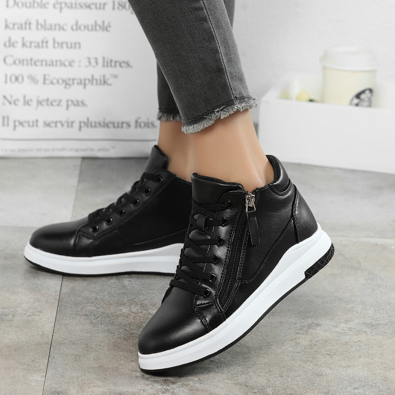Black leather shoes Korean board shoes