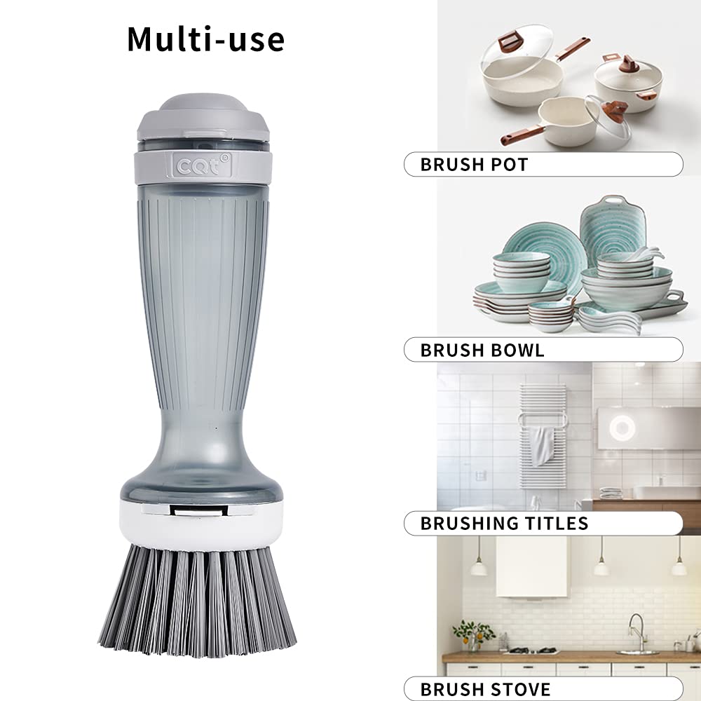 Pot brush, dishwashing brush, dishwashing brush with soap dispenser for dishes, kitchen sink, pot and pan