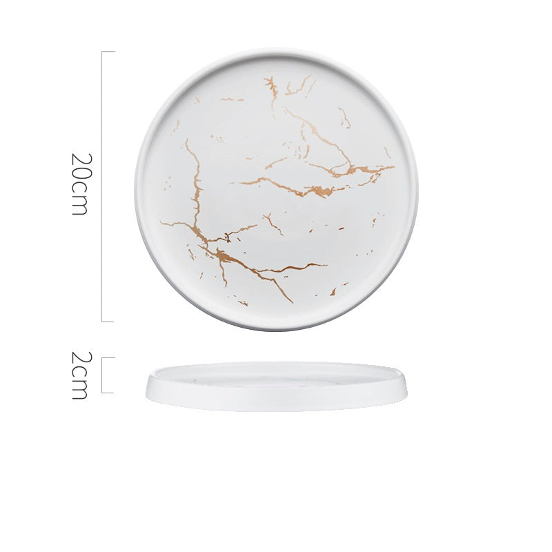 Nordic style marble plate household ceramic bowl