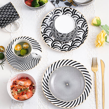 8-Zoll-Keramik-Frühstücksteller im nordischen Stil geometrische Serie Western-Steak flacher Teller Obstteller Dekoration zum Aufhängen