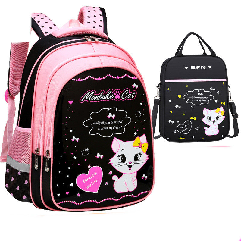 Children's school backpack with cute cat pattern