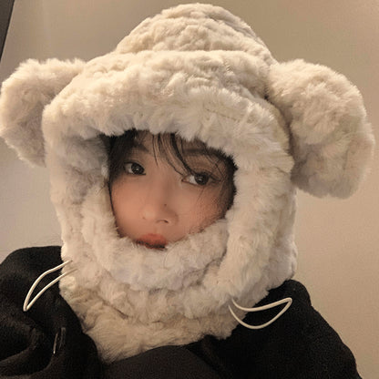 Cute ear protection hat made of plush bear