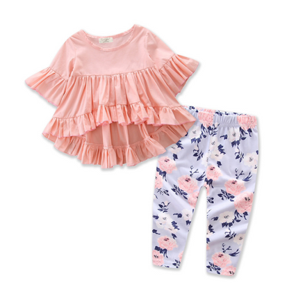 Kleinkind Kinder Baby Mädchen Outfits Kleidung Sets Baumwolle T-shirt Top Kurzarm Hosen Blume 2PCS Kleidung Set