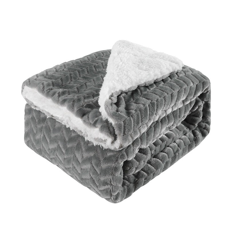 Thickened flannel lambswool composite double blanket leisure blanket gift blanket