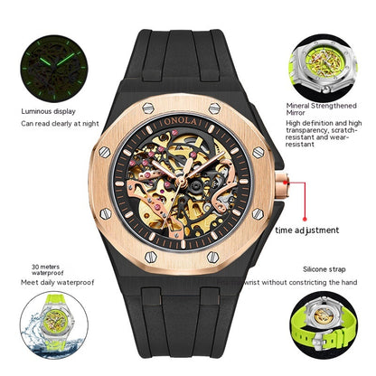 Band waterproof luminous hollow automatic mechanical watch