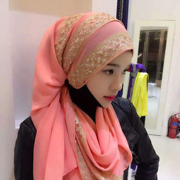 Hijab perle chiffon bestreut gold kopftuch