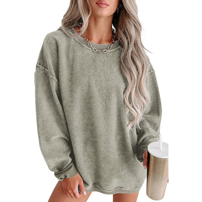 Oversized solid color sweater thread European and American casual style