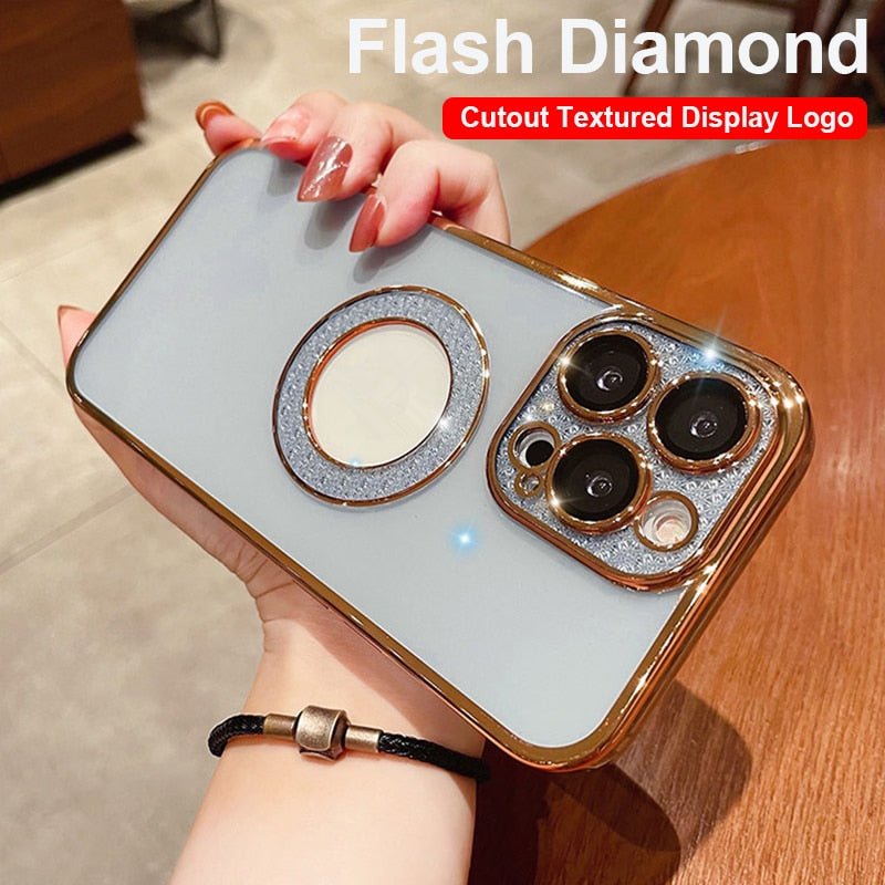 Electroplating soft diamond ring phone cases drilling leakage standard mobile phone case lens film