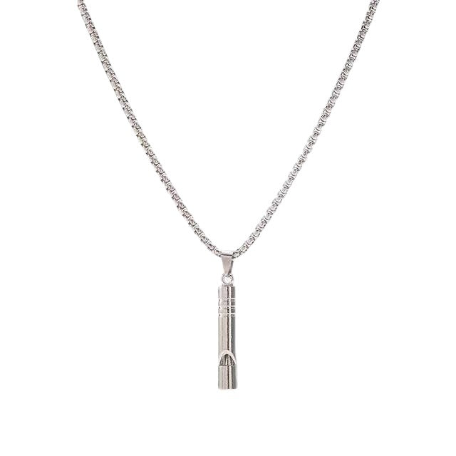 Trendy men's sweater necklace with personalized hip hop whistle pendant