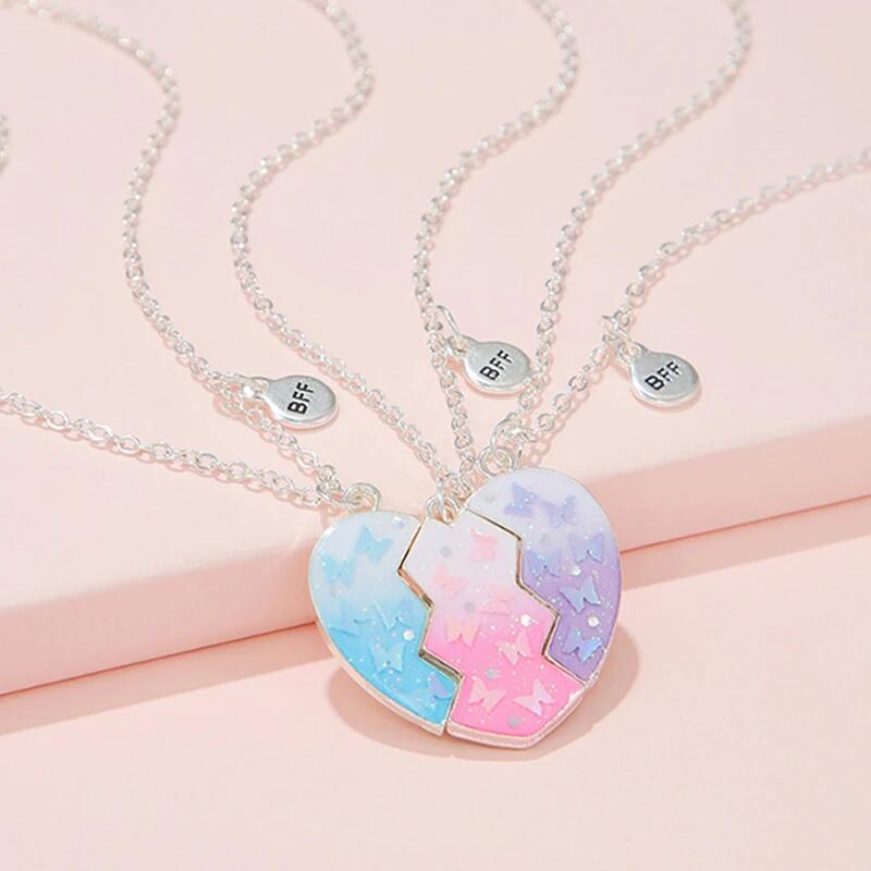 Starry Sky Love Children Good Friend Necklace Cartoon Magnetic Alloy Drop Oil