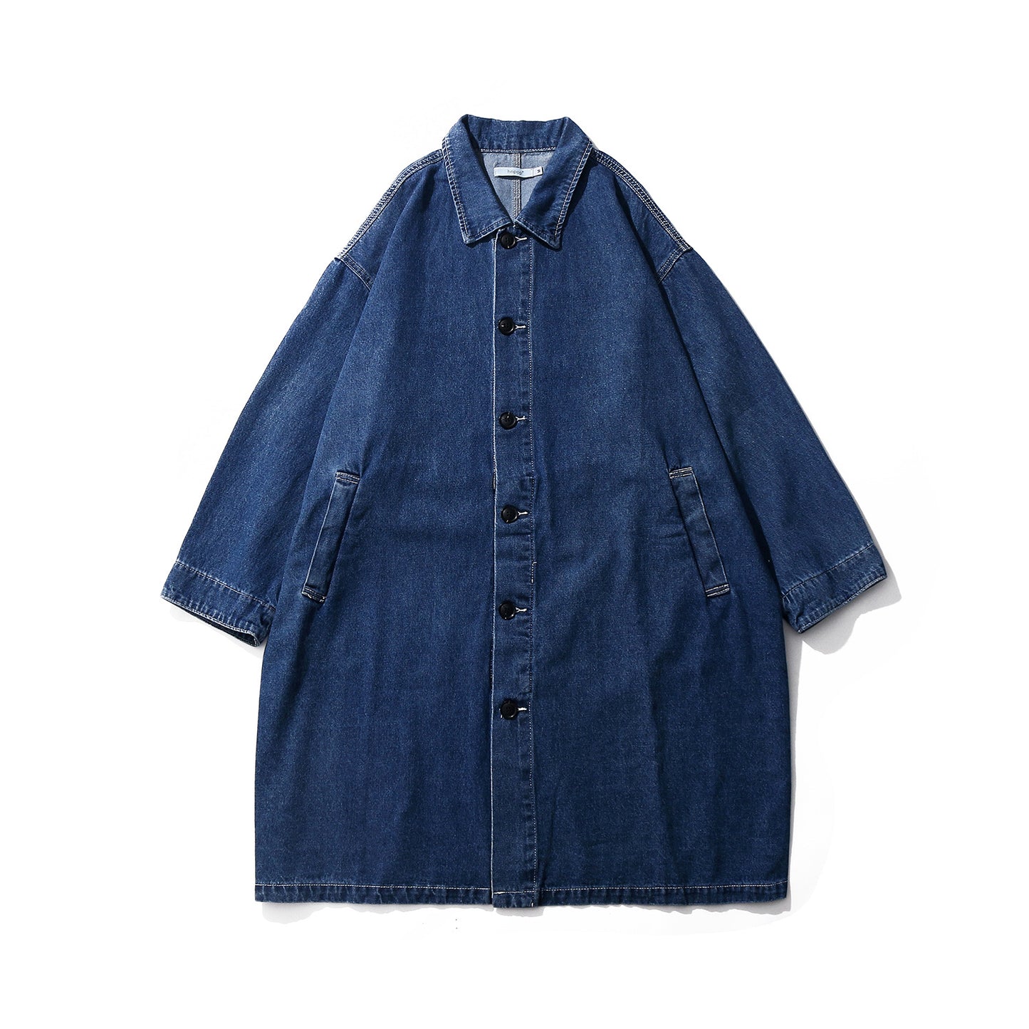 Denim Trenchcoat im koreanischen Stil mittellang