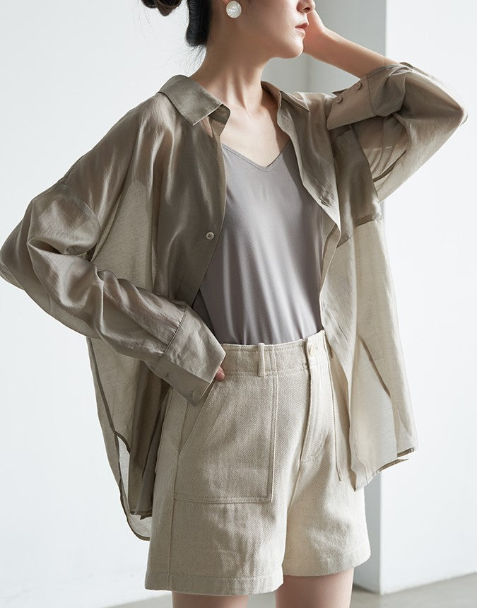 Transparent thin tencel shirt ladies design niche top
