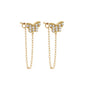 Earrings with integrated zircon butterfly and diamond inlay