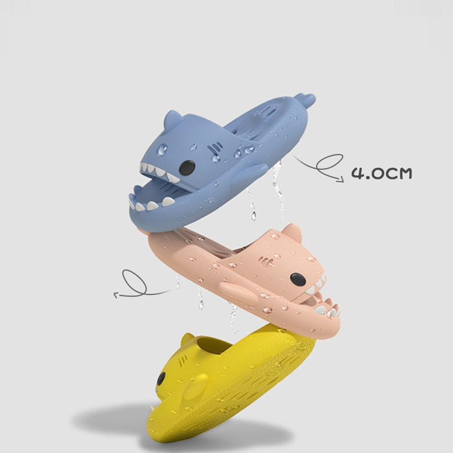 Shark Slippers with Drain Holes, Shower Shoes for Women Quick Dry Eva Pool Shark Slides Beach Sandals with Drain Holes