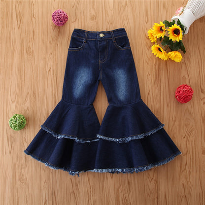 Wide leg jeans for girls and children flared trousers