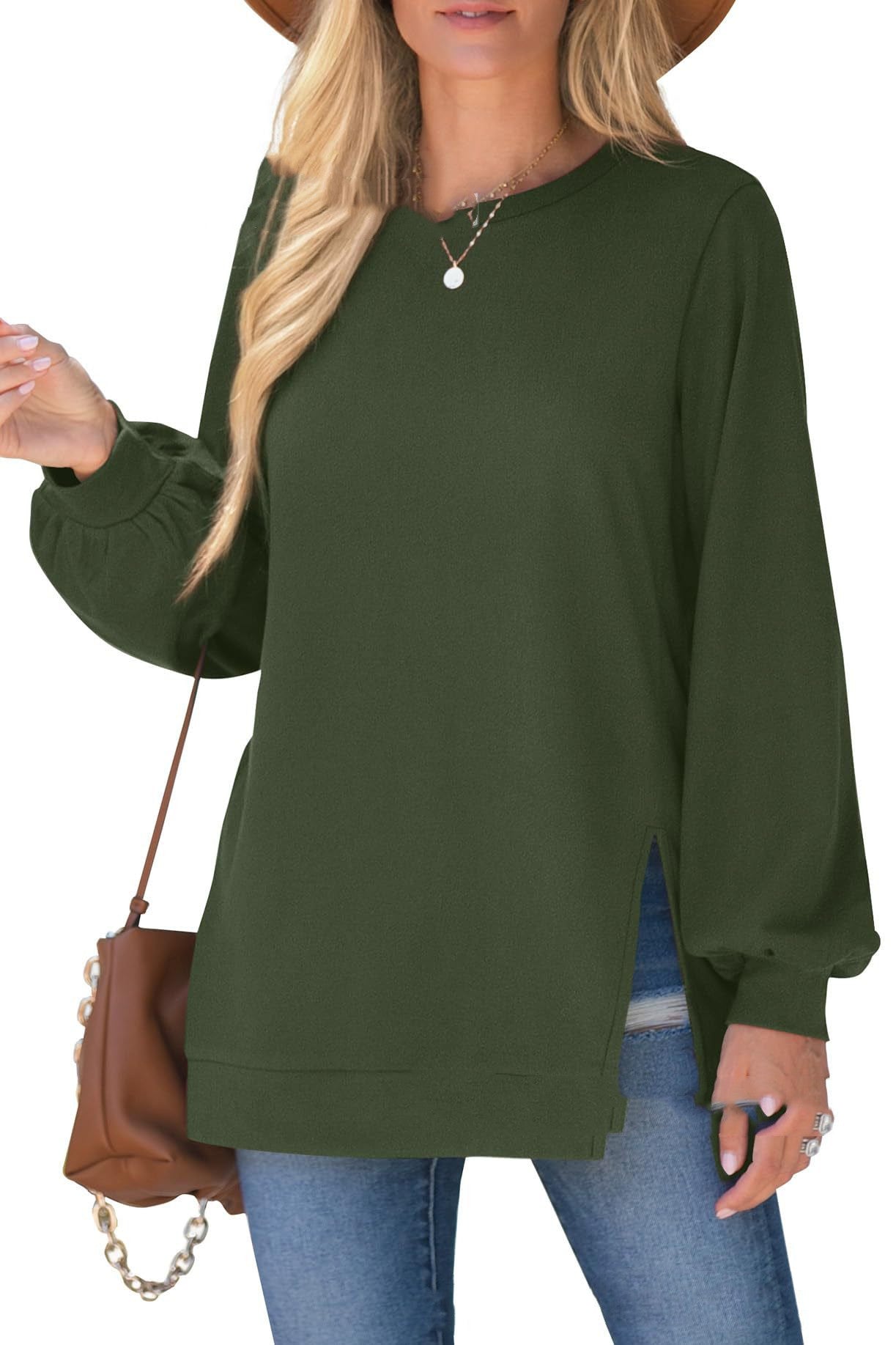 Damen-Pullover mit seitlichem Schlitz