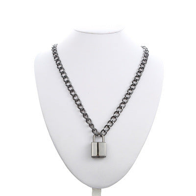 Punk Chain Lock Pendant Necklace for Women Men Hip Hop Jewelry