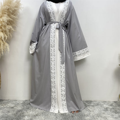 Fashionable patchwork lace Muslim robe for women